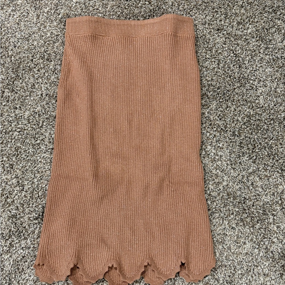 White House Black Market Tan Knit Pencil Skirt